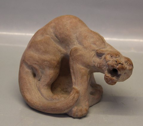 Royal Copenhagen Art Pottery 20082 RC Tiger, standing, Knud Kyhn, April 1918 Unglazed 13 x 20 cm