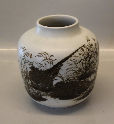 Aluminia Copenhagen Faience 1062-5357 RC Aluminia  Diana Vase with pheasant 18 x 17 cm Nils Thorsson