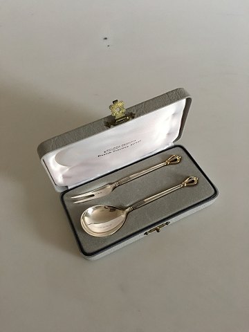 W. & S. Sorensen Golden Crown Sterling Sølv Rejsebestik Sæt. best. af Citrongaffel og Æggeske.