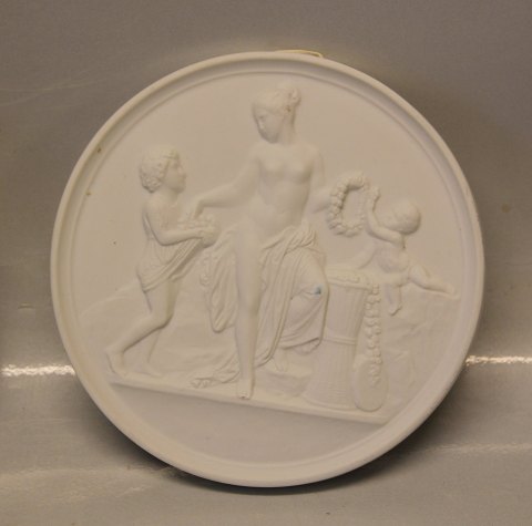 B&G 4003 Spring Royal Copenhagen White Bisque plaques after Bertil Thorvaldsen 14.5 cm B&G 4003 The Ages of Life "Spring - Childhood" After relief by Thorvaldsen Rome 1936 14.5 cm
