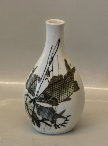 Royal Copenhagen Aluminia Faience 1046-5144 RC Aluminia Diana Stoneware Vase with fish 19 cm
