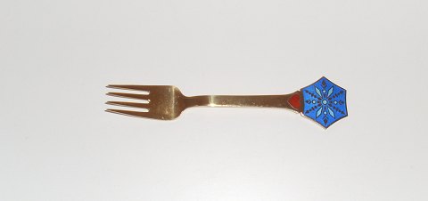 A.Michelsen julegaffel i forgyldt sterlingsølv og emalje fra 1976