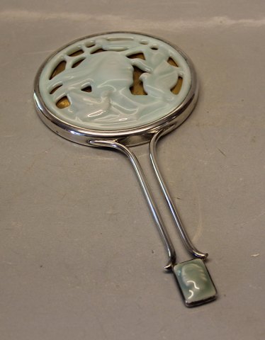 Royal Copenhagen RC Jais Nielsen Mirror silver and celadon stoneware face with doves 25 cm Silver AD 826 S