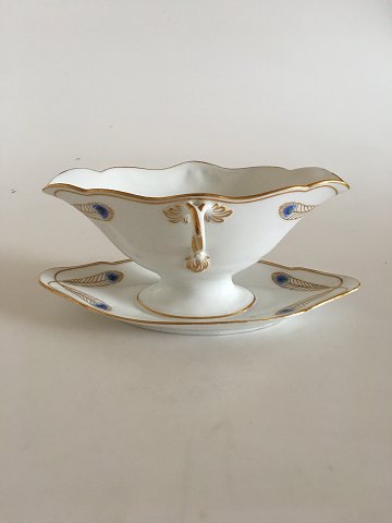Royal Copenhagen No 118 Sauceboat with Handles w. Golden Peacock Feather Ornament
