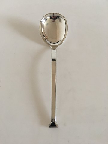 Hans Hansen Sterling Silver Serving Spoon Ornamented with OnyxKarl Gustav Hansen