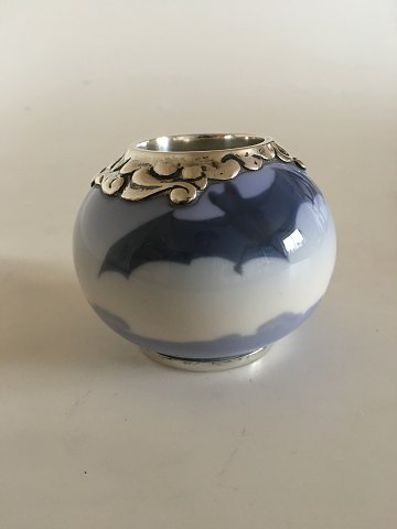 Royal Copenhagen Art Nouveau Vase No 225/42A med Flagermus motiv A. Michelsen Sølv Montering