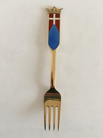 Anton Michelsen Mindegaffel I Forgyldt Sterling Sølv fra 1969.