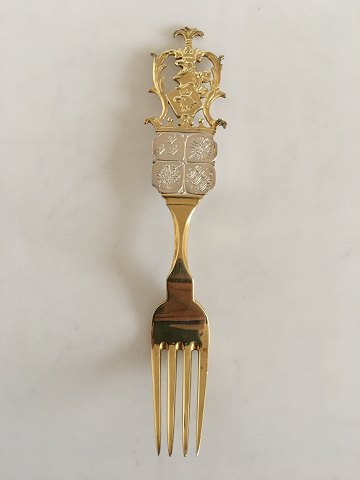 Anton Michelsen Mindegaffel I Forgyldt Sterling Sølv fra 1914