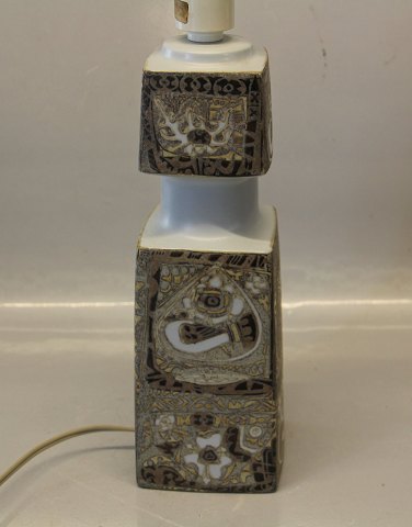 Aluminia kunstfajance 719-3595 92-7194 Brun lampefod ca 30 cm + fatning etc  2850 Baca 1968 Nils Thorsson for Fog Mørup