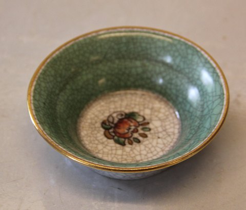 Dahl Jensen Craquelé, (Crackelure) 220-653 DJ Tray, green and gold with flower 2.5 x 8.5 cm