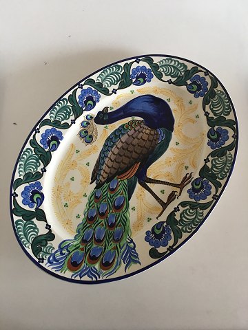 Aluminia Earthenware Oval Tray No. 736/632 with Peacock Motif