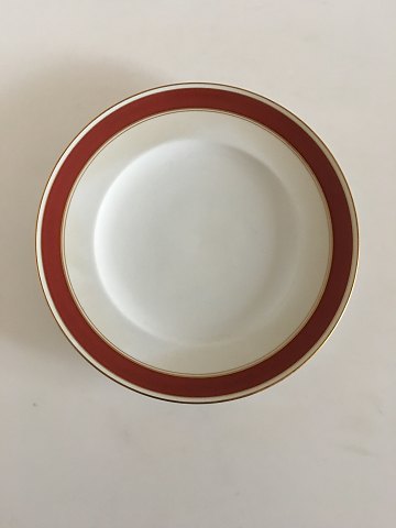 Bing & Grondahl Egmont Dinner Plate No 25. White with Wine Red Border and Gold Line