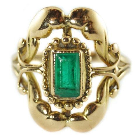 Georg Jensen; Smaragd ring af 18 kt. guld