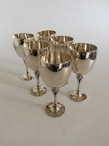 Georg Jensen Sterling Silver Harald Nielsen Wine Goblet No 532B (white wine). Set of 6 Goblets