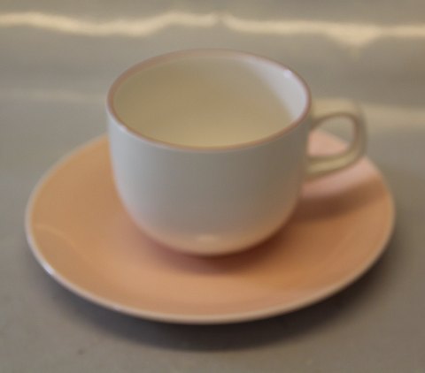 Red line 072 Cup 6.5 x 7.5 cm + ful light red saucer 14.8 cm (073)Royal Copenhagen faience red top or red line -4 ALL Seasons