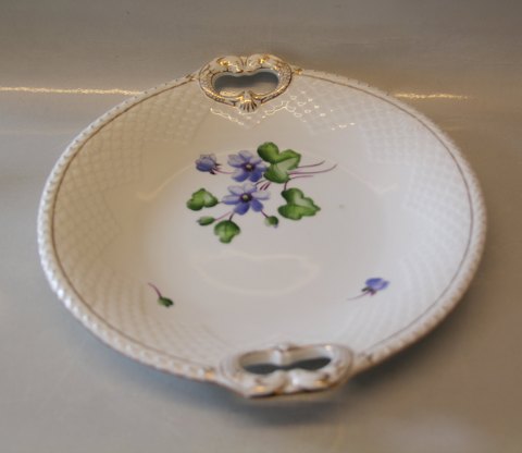 B&G Blue Anemone  white porcelain 101 Dish with handles 23 cm