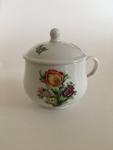 Royal Copenhagen Antique Bouillon Cup with Lid and Handpainted Flower Decoration 1820-1850