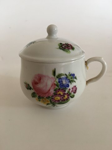 Royal Copenhagen Antique Bouillon Cup with Lid with Handpainted Flower Decoration 1820-1850