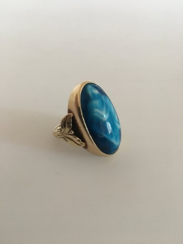 Royal Copenhagen / Anton Michelsen 14K Gold Ring with Jais Nielsen Porcelain Ornament