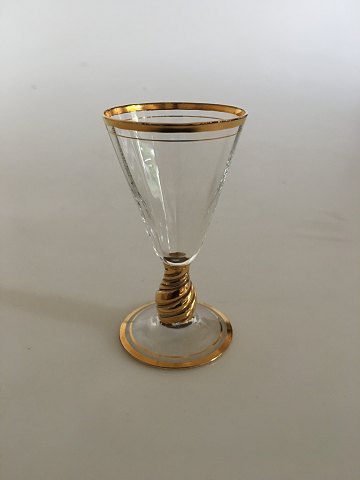 Holmegaard Ida Snapseglas med optiske striber og guld.