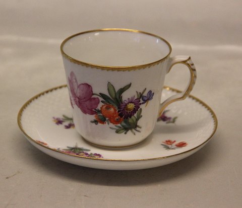 Kongelig Dansk  Fuld Saksisk Blomst 004-1546 Mokkakop 5.5 x 6.3 cm  og underkop 11.5 cm
