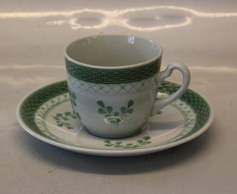 Aluminia Faience Green Tranquebar 0956-12 Large coffee cup 20 cl  with saucer 15 cm