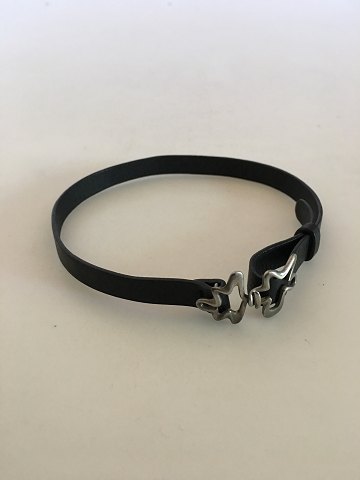 Georg Jensen Henning Koppel Choker Necklace No 428B in Sterling Silver and Leather.