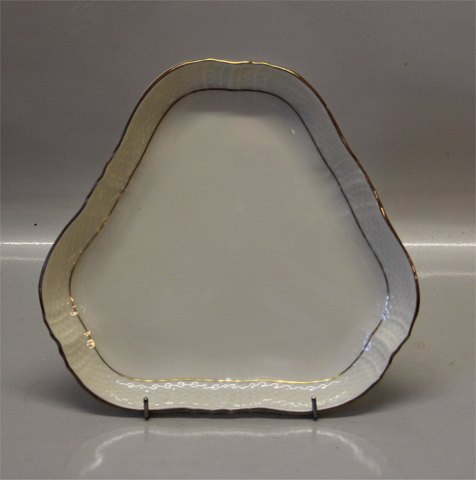 Danish Porcelain # 878  Creame  curved Tableware Cream with gold1526-878 Triangular dish 8.25" / 21 cm