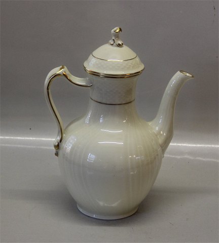 Curved #878 Cream with gold rim Royal Copenhagen Tableware  1794-878 Coffee pot 26 cm (126-127-128) 110 cl / 8 cups