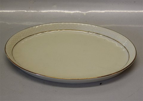 Curved #878 Cream with gold rim Royal Copenhagen Tableware 1863-878 Tray 10" / 25 x 18 cm