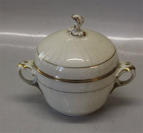 Curved #878 Cream with gold rim Royal Copenhagen Tableware 1865-878 Sugar bowl 5 1/10" x 4 1/3"
