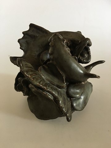 Saxbo Stoneware figurine with motif of Fish. Designed and signed by Hugo Liisberg