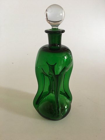 Holmegaard / Kastrup Glasværk Kluk Kluk Karaffel i Flaskegrøn farve med prop i klart glas