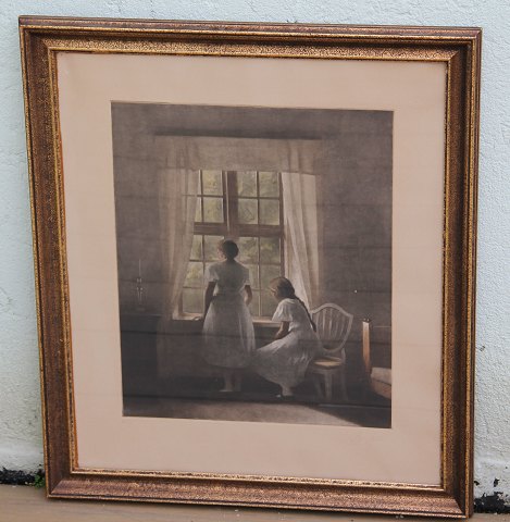 Peter Ilsted Opus 42 Farve Mezzotinte To Smaapiger ved et Vindue Pladestørrelse 40 x 32,7 cm Oplag, trykt i Farver, 100 nummererede Ekspl.