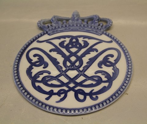 # Kongelig mindeplatte med kone og monogram RCM 060 1906 Frederik d. 8. og Louise Tronbestigelsen