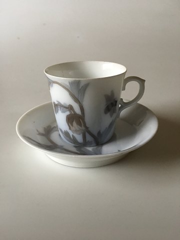 Royal Copenhagen Art Nouveau Mokka Kop med Underkop Unika signeret af Oluf Jensen