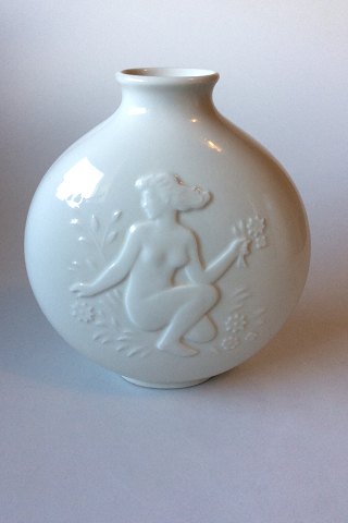 Royal Copenhagen Blanc de Chine vase by Hans Henrik Hansen of a naked young girl no. 4117