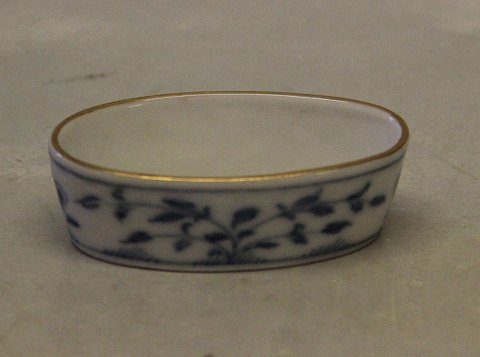 055 a Ovalt saltkar, (lille) 6,5 cm B&G Blåmalet Kipling Sommerfugl med guld