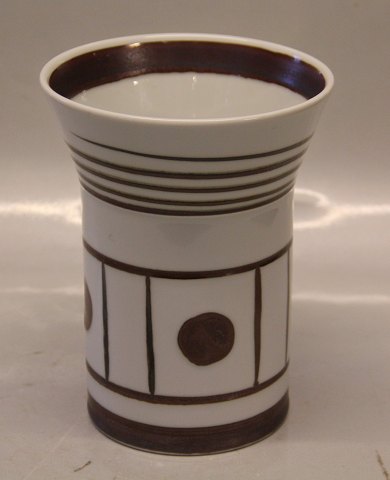 Bing & Grøndahl B&G 148-6008 Moderne Vase med brun dekoration  17.5 x 13.5 cm Trude