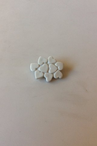 Royal Copenhagen White Heart Brooch of porcelain and Anton Michelsen Sterling Silver