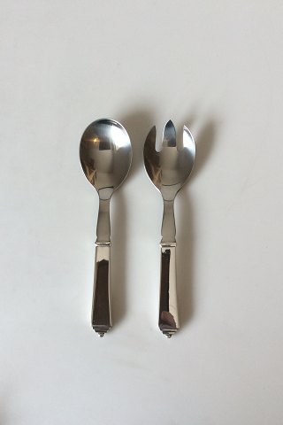 Georg Jensen Pyramid Serving Set, Medium No 133 in Sterling Silver and Stainless Steel