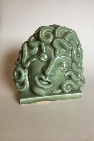 Royal Copenhagen Green Celadon Mask, Medusa, Designed by Hans Henrik Hansen 1927, No 2950