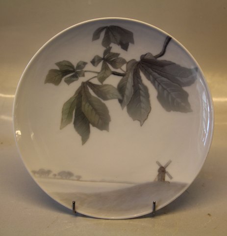 Kongelig Dansk Art Nouveau 767-1122 Kgl. Dekorativ vægplatte med gammel mølle 23 cm