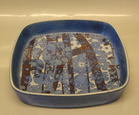 Aluminia Copenhagen Baca Faience  RC Faience 780 2884 Blue square tray 22.3 x 22.3 cm Baca. Johanne Gerber