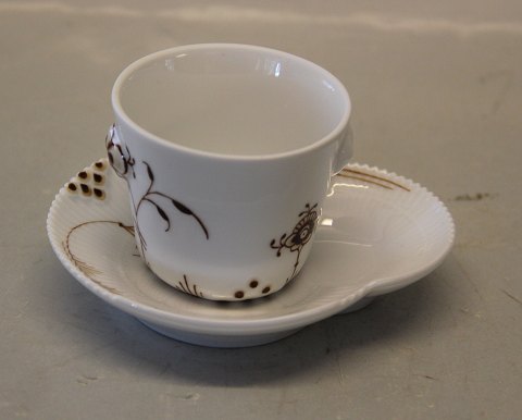 Elements Blue Fluted Danish Porcelain 057-1 Espresso cup 5.5 cm & saucer 11 cm 058-1 - Mocha 10 cl. (1017074) Mulitcoloured Brown