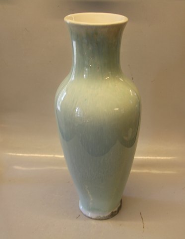 Stor Kongelig Dansk Vase Grønlig Isglasur løbe- og krystalglasur ca 42 cm Valdemar Engelhardt VE 607