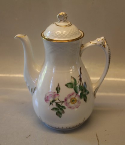 B&G Victor Hugo - vild rose på hvidt porcelæn med guldkant 091 a Stor kaffekande  26 cm 1 l (301)