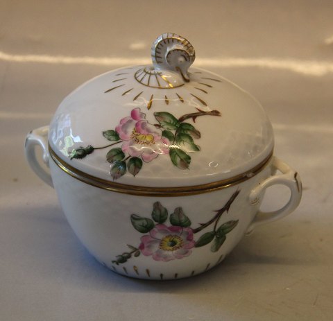 B&G Victor Hugo white porcelain - wild rose with gold rim 094 Sugar bowl (large) 12 cm (302)