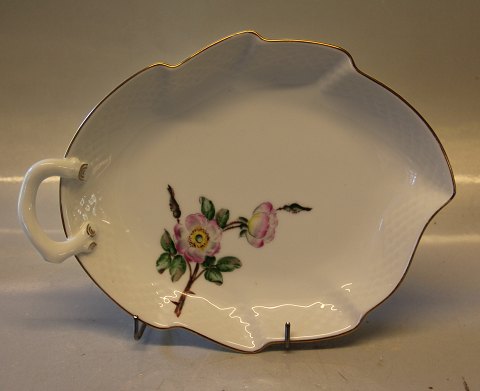 B&G Victor Hugo white porcelain - wild rose with gold rim 199 Leaf shaped dish , large 25 cm