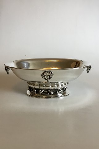 Georg Jensen Hammered Sterling Silver Oval Centerpiece Bowl with Grape motif No 296B